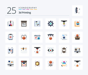 3d Printing 25 Flat Color icon pack including layer. scaled. printing. layer. printer