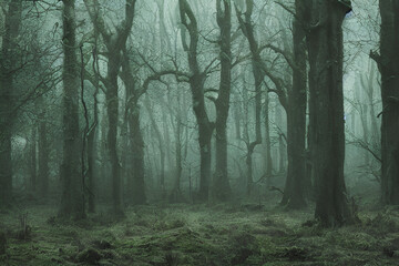 fog in the woods created with Generative AI technology