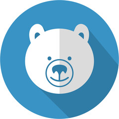 head teddy bear flat icon with long shadow