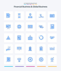 Creative Financial Business And Global Business 25 Blue icon pack  Such As success. growth. sand. grow. light