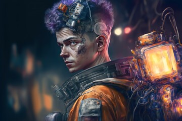 Portrait of a Semi-Cyborg Mechanic A Digital Art Masterpiece Generative AI