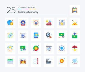 Fototapeta na wymiar Economy 25 Flat Color icon pack including document. money. banking. economy. banking