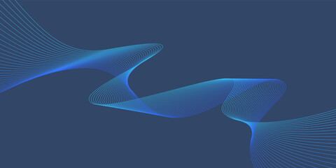 Dark background Blue wave lines. Flowing waves design. Abstract digital equalizer sound wave. Flow. Dim Blue Line Vector illustration for tech futuristic innovation concept background. Graphic design 