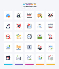 Creative Data Protection 25 Flat icon pack  Such As security. security. regulation. private. block
