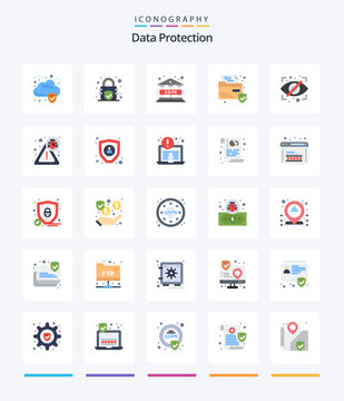 Creative Data Protection 25 Flat icon pack  Such As security. security. regulation. private. block