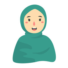 pretty hijab women with surprised expression smile