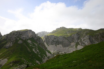 View from the Château d'Oche which is a mountain in the Chablais Alps in Haute-Savoie, France