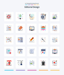 Creative Editorial Design 25 Flat icon pack  Such As image. development. bulb. design. creative