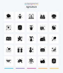 Creative Agriculture 25 Glyph Solid Black icon pack  Such As plant. vegetable. production. food. plant