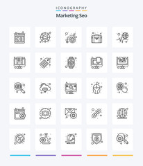 Creative Marketing Seo 25 OutLine icon pack  Such As world. seo services. approachability. seo pack. portfolio