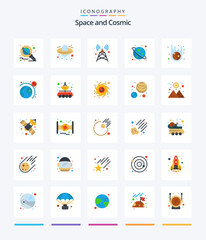 Fototapeta na wymiar Creative Space 25 Flat icon pack Such As meteor. asteroids. ufo. universe. space