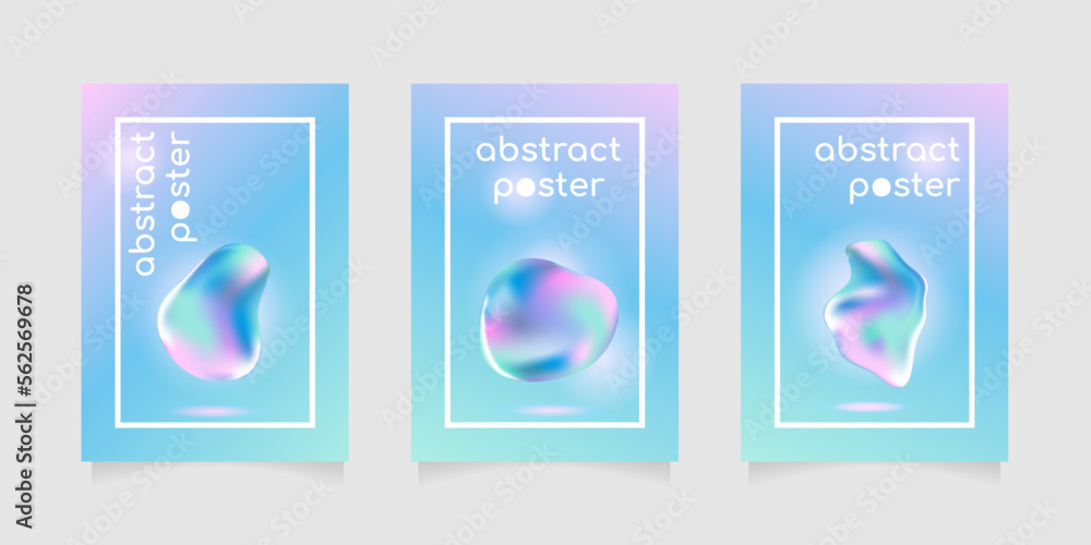 Poster set of poster covers with gradient mesh style graphics. trendy modern design. vector templates for p