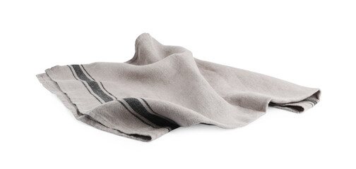 New grey fabric napkin on white background
