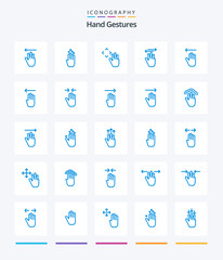 Creative Hand Gestures 25 Blue icon pack  Such As right. up. up. hand cursor. croup