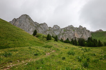 View on the Château d'Oche which is a mountain in the Chablais Alps in Haute-Savoie, France