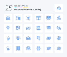 Distance Education And Elearning 25 Blue Color icon pack including graduate. avatar. wlan. light