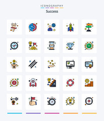 Creative Sucess 25 Line FIlled icon pack  Such As board. success. business. rocket. user