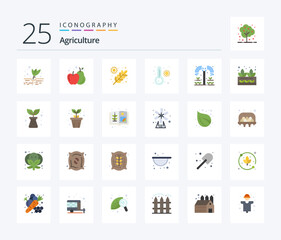 Agriculture 25 Flat Color icon pack including plant. grower. farming. agriculture. temperature