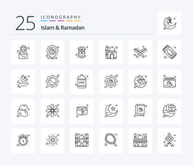Islam And Ramadan 25 Line icon pack including muslin. religion. arabian. mosque. muslim