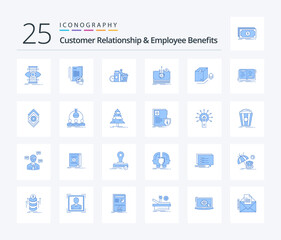 Customer Relationship And Employee Benefits 25 Blue Color icon pack including transfer. dollar. money. items