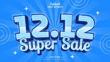 Editable text effect - 12.12 Promotion Sale 3d template style