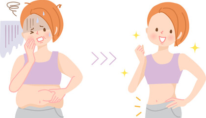 ダイエットに成功した若い女性のビフォーアフター