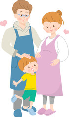 出産が待ち遠しい家族のベクターイラスト素材