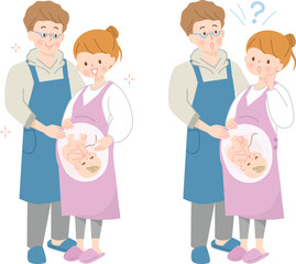 出産が待ち遠しい家族のベクターイラスト素材