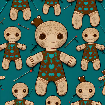 seamless pattern with voodoo doll