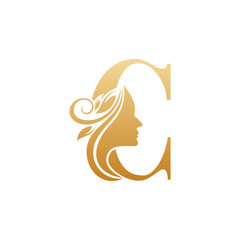 Initial C face beauty logo design templates