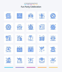 Creative Party 25 Blue icon pack  Such As song. note. party. musical. rocket