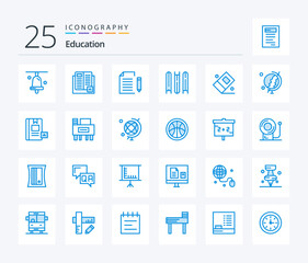 Education 25 Blue Color icon pack including . education. school. document. file