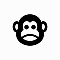simple cute face head monkey icon vector
