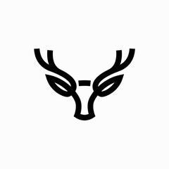 line art deer head logo icon vector