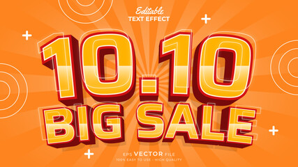 Editable text effect - 10.10 Promotion Sale 3d template style