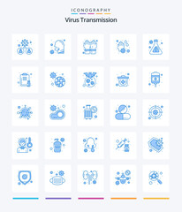 Creative Virus Transmission 25 Blue icon pack  Such As lab. water drop. gloves. wash. hand