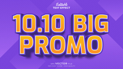 Editable text effect - 10.10 Promotion Sale 3d template style