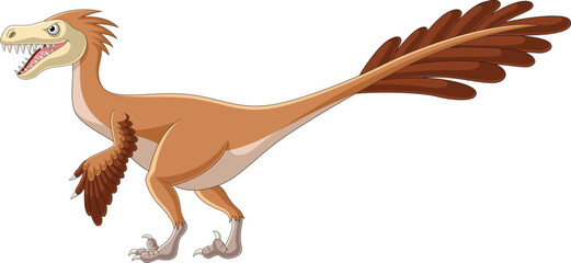 Cartoon velociraptor on white background