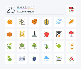 Autumn 25 Flat Color icon pack including autumn. nature. autumn. leaf. autumn