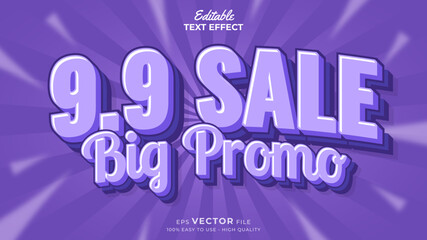 Naklejka na ściany i meble Editable text effect - 9.9 Promotion Sale 3d template style