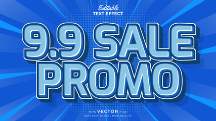 Editable text effect - 9.9 Promotion Sale 3d template style