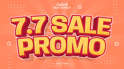 Editable text effect - 7.7 Promotion Sale 3d template style