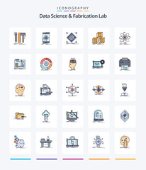 Creative Data Science And Fabrication Lab 25 Line FIlled icon pack  Such As stackd. arrange. research. preparation. grid