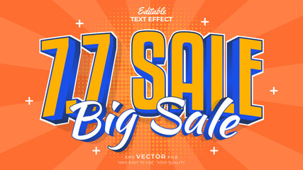 Fototapeta premium Editable text effect - 7.7 Promotion Sale 3d template style