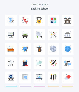 Creative Back To School 25 Flat icon pack  Such As chair. education. genetic. calculate. education