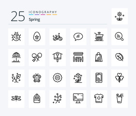 Spring 25 Line icon pack including trolly. chating. spring. chat. spring