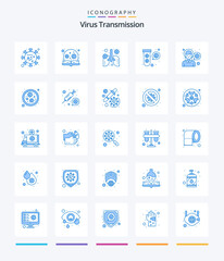 Creative Virus Transmission 25 Blue icon pack  Such As headache. tubes. anatomy. fuild. bacteria