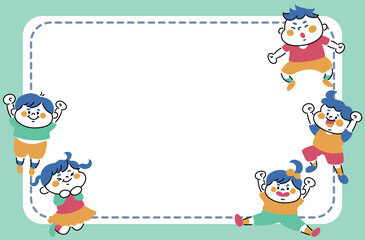 Obraz na płótnie Canvas ジャンプする子供たちのイラスト背景素材