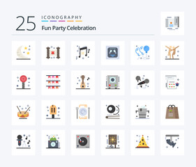 Party 25 Flat Color icon pack including celebration. balloons. birthday. letter. envelope