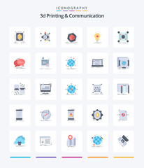 Creative 3d Printing And Communication 25 Flat icon pack  Such As printing. bulb. visual. idea. modification